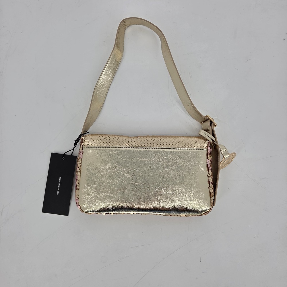 Womens Reversible Sequin Shoulder Bag Y2K 90s 80s Party Disco Statement Gold NWT - Picture 11 of 11